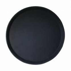 Tava servire ospatar rotunda 35cm din plipropilena cu suprafata anti-alunecare din cauciuc culoare neagra 