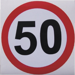 Sticker auto Limitator Viteza - 50 - diametrul 10 cm 