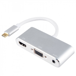 Adaptor HUB Combo aluminum HUB 3 in 1 hub type C la VGA placa audio si HD 4K pentru Samsung S8 Mackbook - Phuture R 
