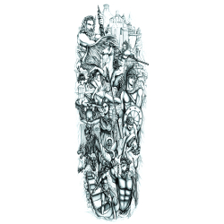 Tatuaj temporar pentru brate sau picioare monocrom big zise 48 x 17 cm T/094 - Tattoo Temporary Phuture R 
