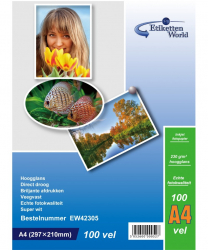 Hartie Foto A4 EtikettenWorld Premium High Glossy 230g 100 Coli 