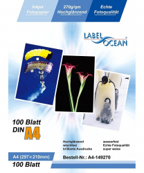 Hartie Foto A4 LabelOcean Premium High Glossy 270g 100 Coli 