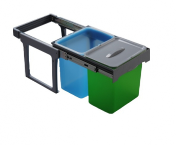 Cos de gunoi incorporabil colectare selectiva Ekko Easy cu 2 compartimente x 16 litri 