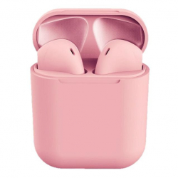 Casti Bluetooth 5.0 TWS I12 cu Dock incarcare Handsfree Rezistente la apa culoare Roz 