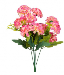 Buchet de flori artificiale decorative hortensii roz cu frunze verzi lungime 35 cm Topi Toy 