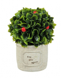 Floare artificiala decorativa in ghiveci cu mesaj bonsai inflorit si cu frunze verzi inaltime 18 cm Topi Toy 