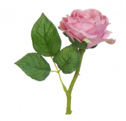 Floare artificiala decorativa trandafir roz inflorit cu frunze verzi inaltime 30 cm Topi Toy 