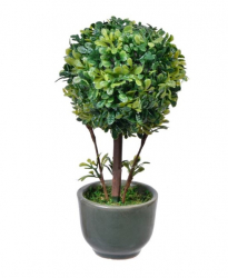 Floare artificiala ornamentala in ghiveci bonsai cu frunze verzi inaltime 15 cm Topi Toy 