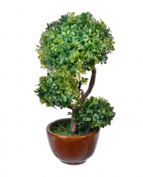 Floare artificiala ornamentala in ghiveci bonsai cu frunzulite verzi inaltime 18 cm Topi Toy 