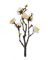 Planta artificiala decorativa crenguta de alun inflorit cu flori albe si boboci lungime 28 cm Topi Toy 
