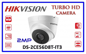Camera dome Turbo HD Hikvision - DS-2CE56D8T-IT3E 2MP 2.8mm IR 40m IP67 WDR 120dB PoC 