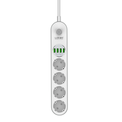 Prelungitor LDNIO cu 4 prize 220V si 4 mufe USB maxim 3.4A 
