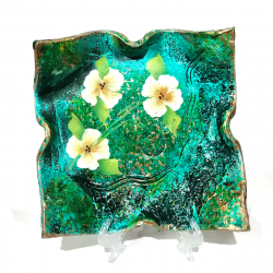 Platou Ceramic Hamdmade Patrat 20x20 Verde 