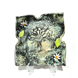 Platou Ceramic Hamdmade Patrat 20x20 Verde-pal 