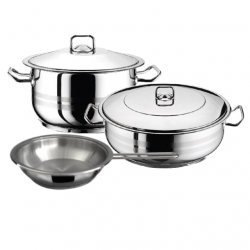 Oala plita inductie cu capac otel inoxidabil HASCEVHER GASTRO 8 litri fund multistrat + cratita 8.5l +tigaie 