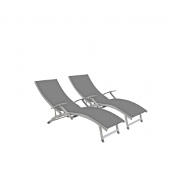 Set 2 sezlonguri cu brate CULINARO cadru aluminiu 170x52cm culoare gri 