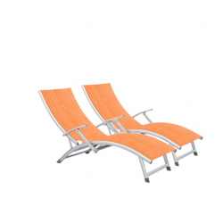 Set 2 sezlonguri cu brate CULINARO cadru aluminiu 170x52cm culoare oranj 