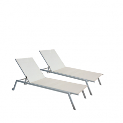 Set 2 sezlonguri CULINARO 4 pozitii cu roti deplasare 70x197 5xh34 5 bej