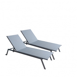 Set 2 sezlonguri CULINARO 4 pozitii cu roti deplasare 70x197 5xh34 5 gri 