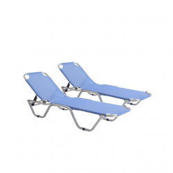 Set 2 sezlonguri CULINARO 5 pozitii albastru 195x61x80cm 