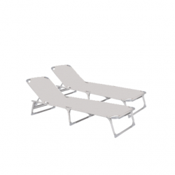 Set 2 sezlonguri pliabile CULINARO 188x56cm cadru metalic cu profil ingust gri 