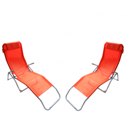 Set 2 sezlonguri pliant CULINARO oranj 140x58x98cm 