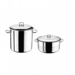 Set 4 piese oala cu capac otel inoxidabil HASCEVHER GASTRO 26 5 litri fund multistrat inductie+ oala adanca 21l 