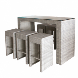 Set mobilier terasa bar 7 piese din ratan culoare gri 