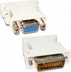 Adaptor DVI-I 24+5 PIN Tata - VGA HD15 Mama Model Alb - pentru Monitor Proiector Sisteme Video DVI-I