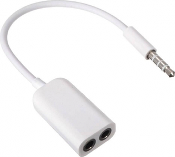 Splitter Jack 3.5mm - 2x Jack 3.5mm Model Alb - Cablu Multiplicator Audio pentru Sisteme Audio 