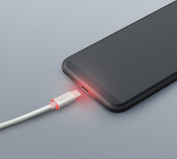 Cablu pentru incarcare si transfer de date USB Type-C Delight iluminare LED - rosu invelis special anti-incolacire lungime 1m curent maxim 