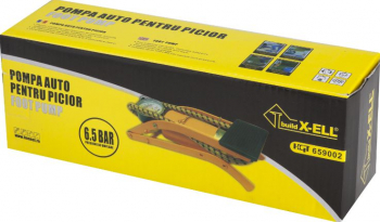 Pompa auto de picior cu manometru corp din otel cu talpa antiaderenta compatibila cu valvele SCHRADER plus adaptor pentru saltele mingi si 