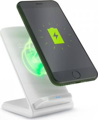 Statie de incarcare fara fir/Incarcator wireless de masa Delight microUSB super-slim culoare alb putere iesire 1 2 A protectie incorporata 