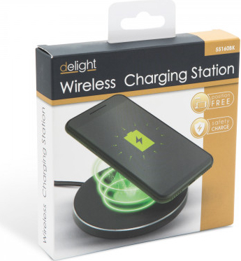 Statie de incarcare fara fir/Incarcator wireless Delight microUSB super-slim culoare negru putere iesire 1 5 A protectie incorporata la 