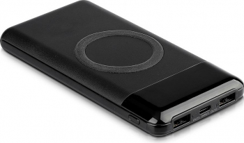 Acumulator extern V-TAC Wireless 10000 mAh afisaj digital USB type C dual USB negru 