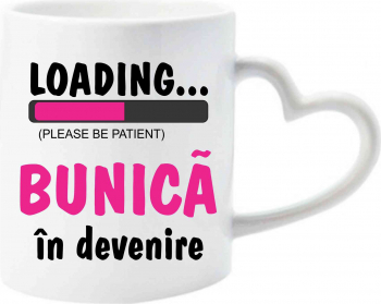 Cana cu toarta in forma de inima inscriptionata cu textul bunica in devenire CRD PRINT 330ml alba 