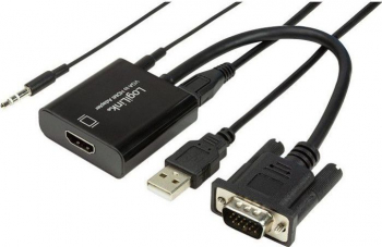 Adaptor LogiLink VGA cu audio la HDMI negru 