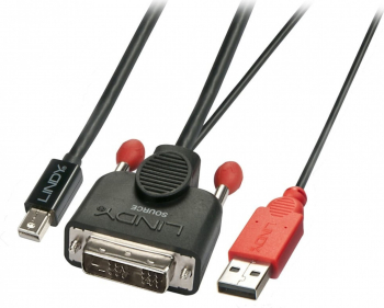 Cablu DVI-D la Mini Displayport Activ cu alimentare USB 1m Negru Lindy L41996 
