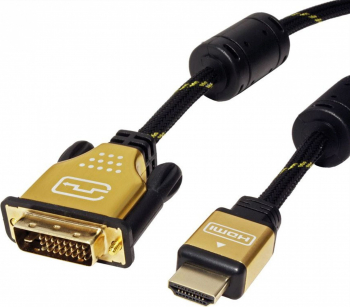 Cablu HDMI la DVI-D 24+1 pini T-T GOLD 1.5m Roline 11.04.5896 