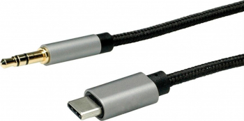 Cablu audio USB-C la jack stereo 3.5mm T-T Negru 3m Roline 12.03.3218 