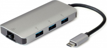 HUB USB-C cu 3 porturi USB-A + 1 x Gigabit LAN Roline 12.02.1108