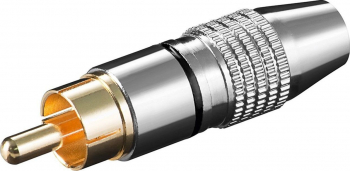 Mufa RCA tata de inalta calitate aurit metal inel negru GOOBAY 