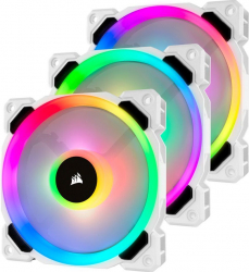 Set 3 Ventilatoare LL120 RGB 120mm Dual Light Loop White RGB LED PWM Fan — Triple Pack with Lighting Node PRO co-9050092-ww 