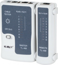 Tester cablu UTP Kemot 4 perechi de câte 2 fire sau coaxial cu mufe BNC