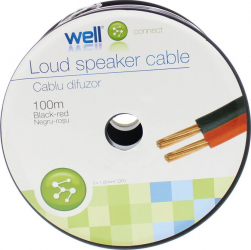 Cablu difuzor rosu/negru cupru 2X1.00 100m Well 