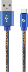 Cablu alimentare si date Gembird USB 2.0 (T) la USB 2.0 Type-C (T) 2m conectori auriti Negru / Galben CC-USB2J-AMCM-2M-BL 