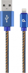 Cablu alimentare si date Gembird USB 2.0 (T) la Lightning (T) 1m conectori auriti Negru cu insertii galbene CC-USB2J-AMLM-1M-BL 