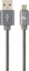 GEMBIRD CC-USB2S-AMmBM-2M-BG Gembird Premium spiral metal Micro-USB charging and data cable 2m metallic-grey 