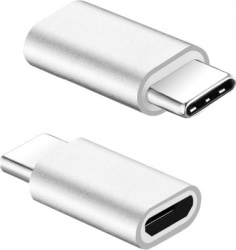 Adaptor Aluminium Micro-USB to Type-C MTP Premium Silver 