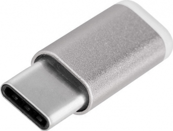 Adaptor Aluminium Micro-USB to Type-C MTP + Protectie Silver 